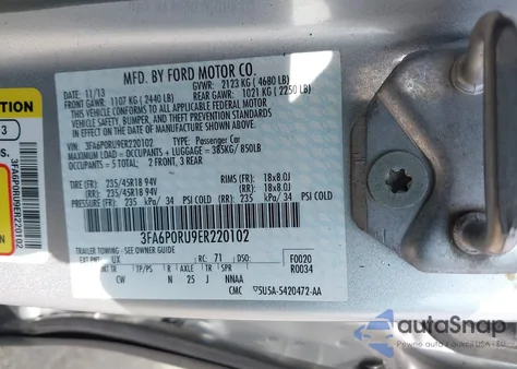 2014 Ford Fusion Hybrid Titanium from USA, damaged, VIN 3FA6P0RU9ER220102
